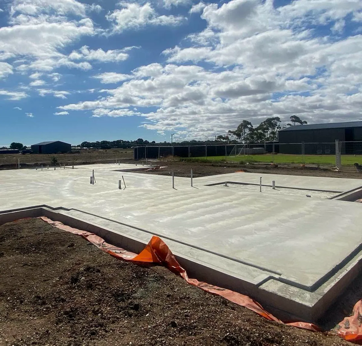 House slab and foundation prepared for pour