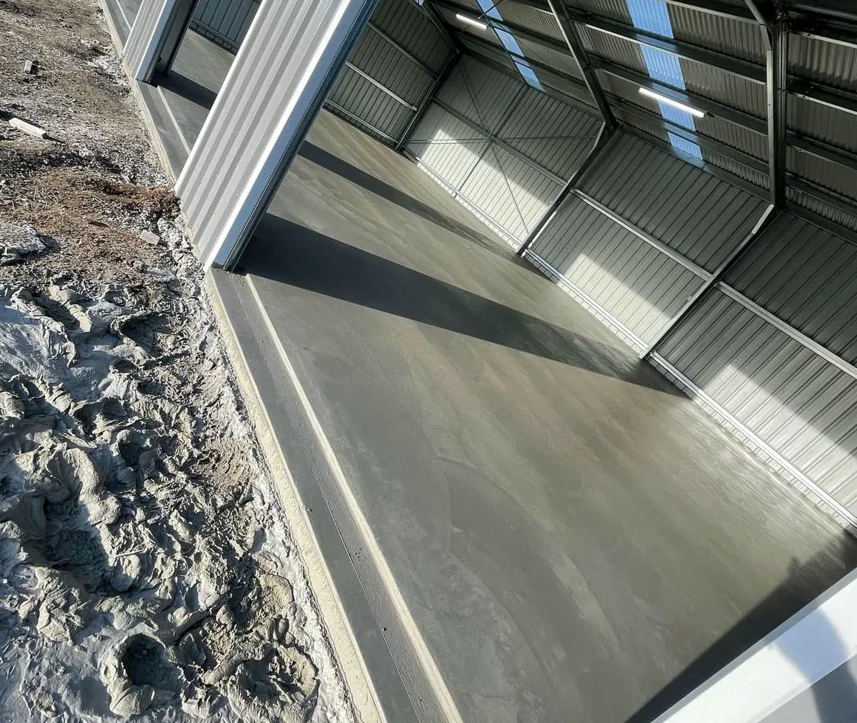 Concrete shed pad poured level and square