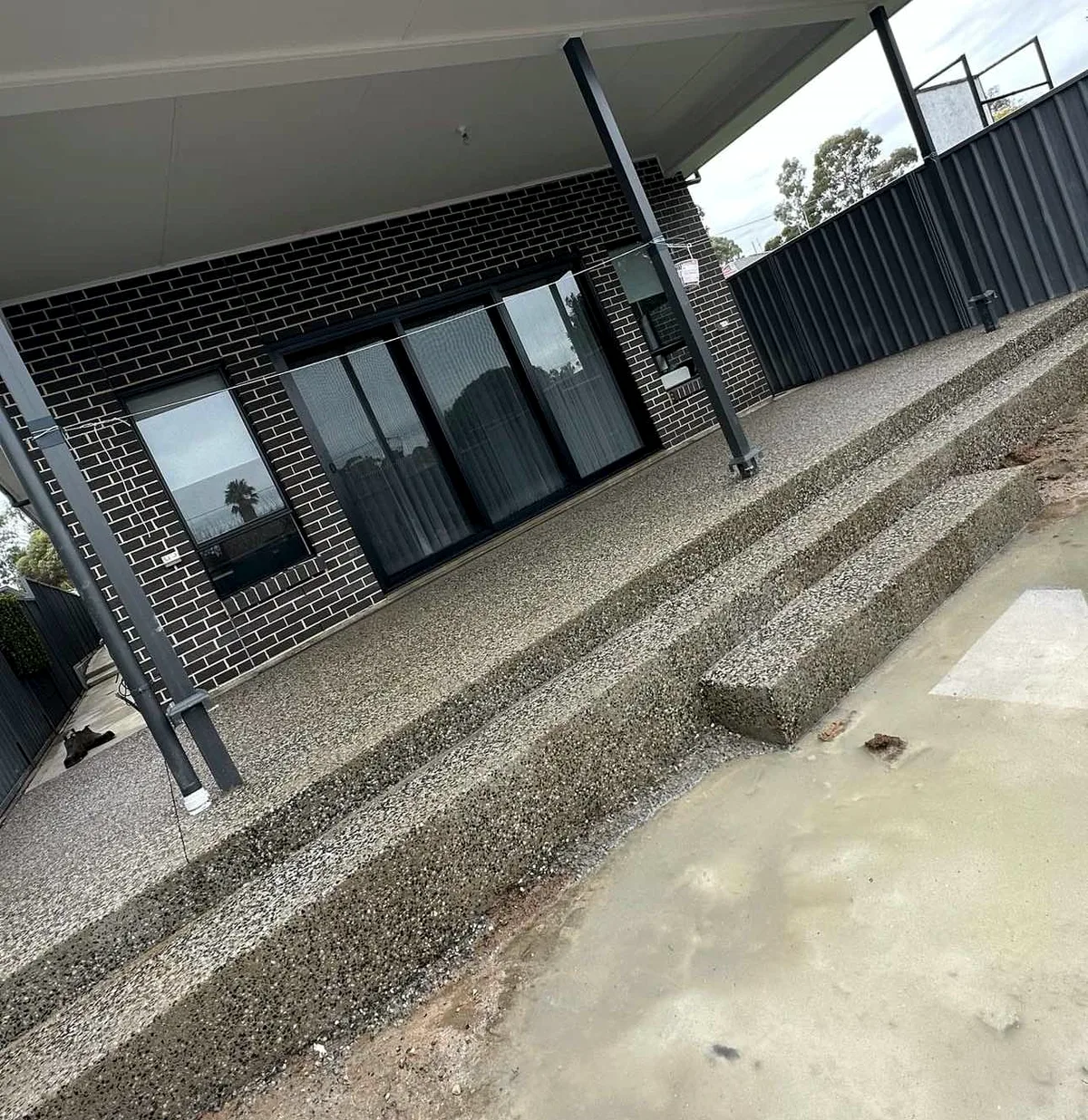 Concrete steps and entrance