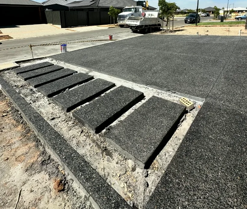 Charcoal aggregate steppers and path